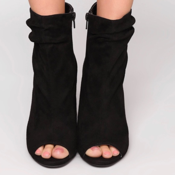 Black Open Toe Heel Boots - Picture 3 of 4